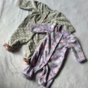 Carter's Cozy Purple and Gray Footies One Pieces